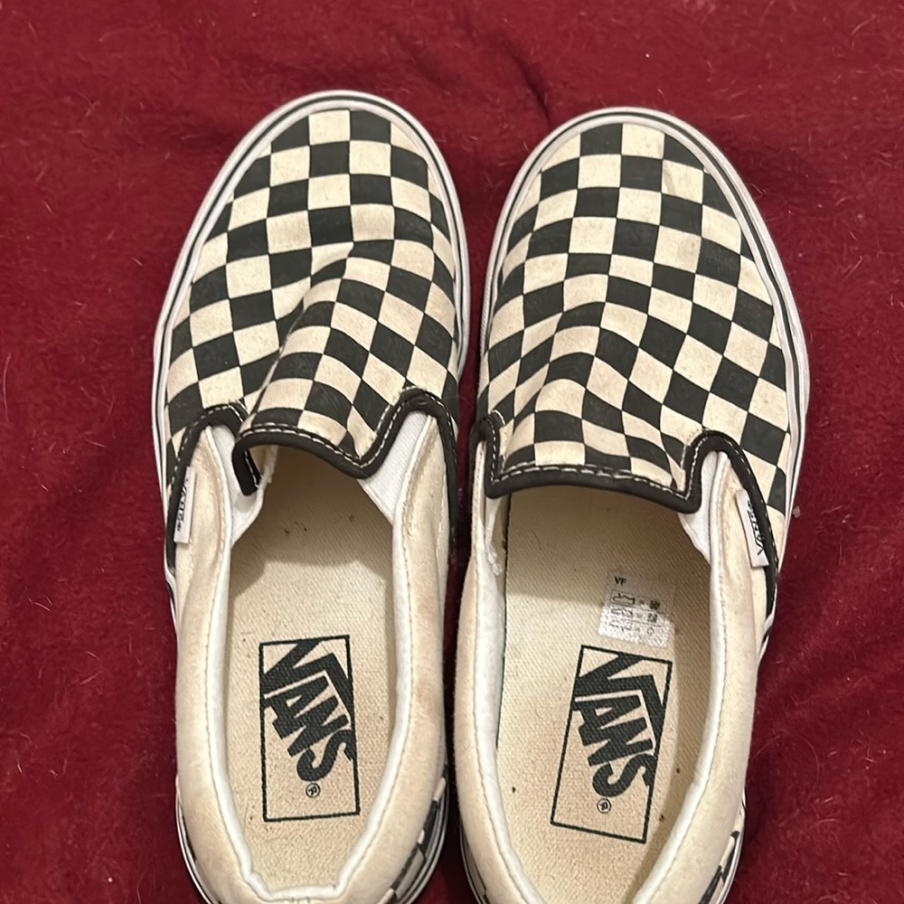 Black and white  checkered vans